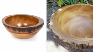 Vintage Turned Bowl Carved Wood