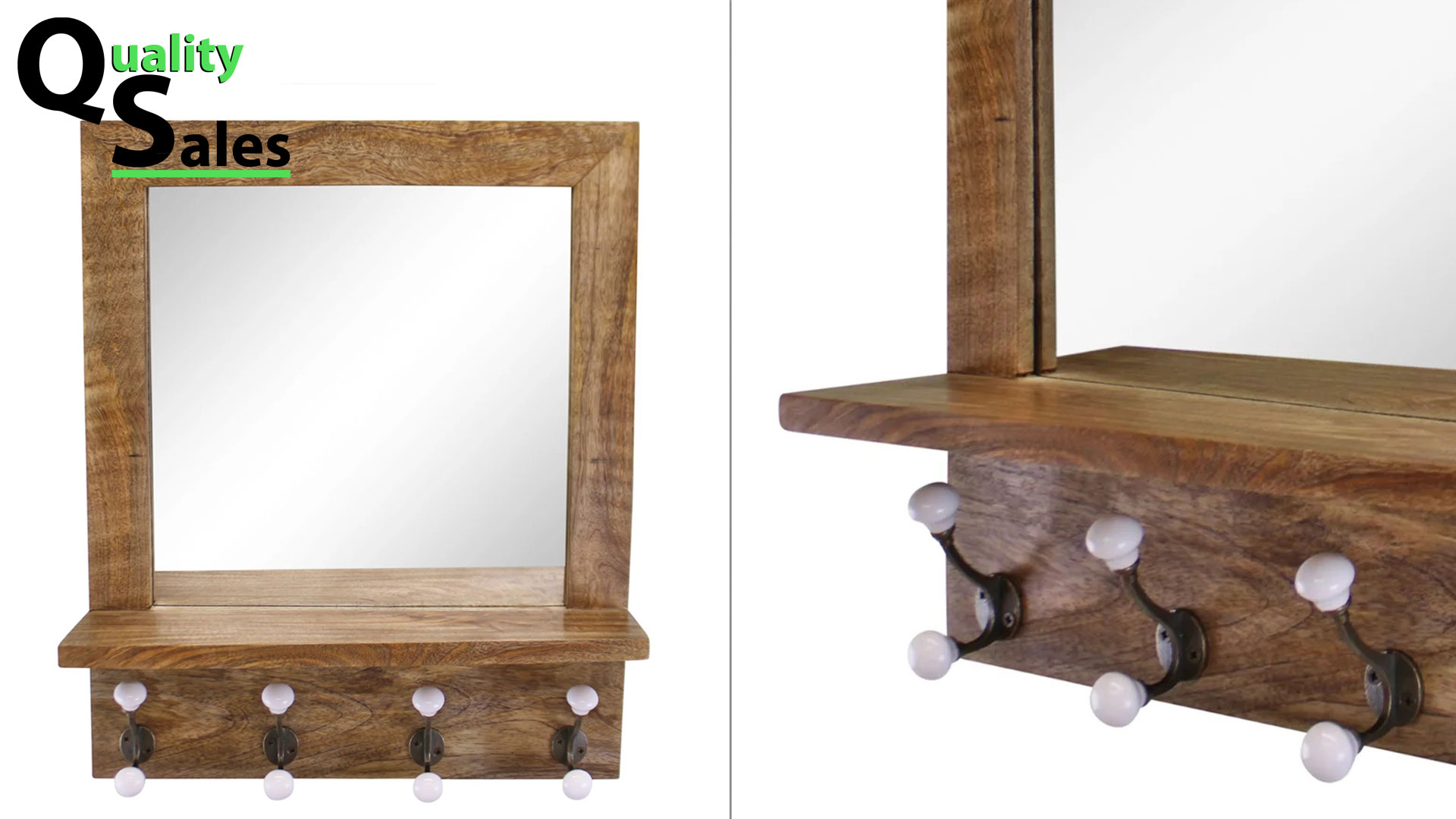 Retro Designed Wood Shelf Unit With Mirror 01 Retro Designed Wood Shelf Unit With Mirror 01