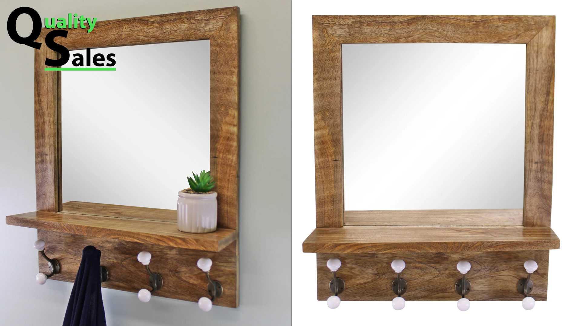 Retro Designed Wood Shelf Unit With Mirror 02 Retro Designed Wood Shelf Unit With Mirror 01