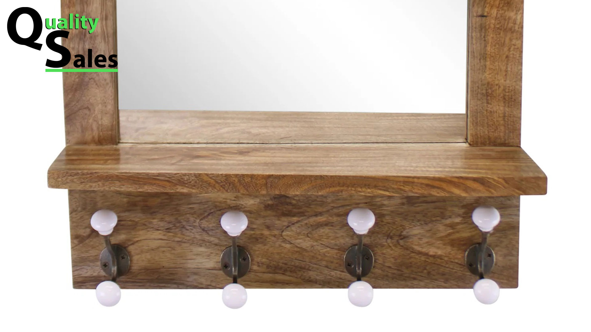 Retro Designed Wood Shelf Unit With Mirror 04 Retro Designed Wood Shelf Unit With Mirror 01